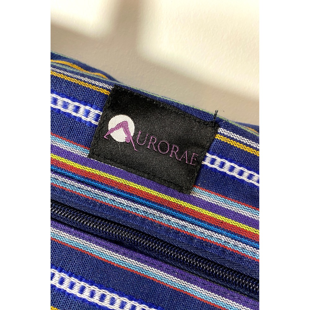 Aurorae Yoga Mat Bag Carrier Tote Blue Multi Color Striped Woven Gym Bag